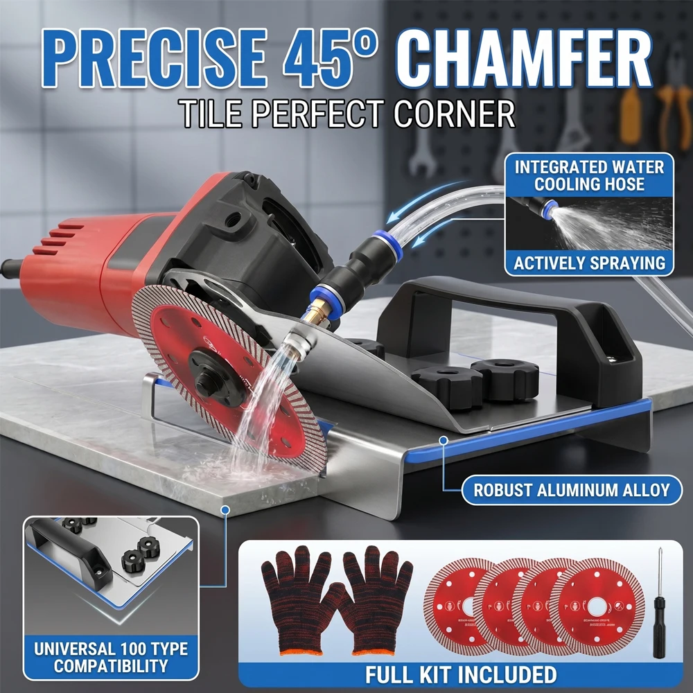 

45 Degree Tile Chamfering Tool for 100 Type Angle Grinder Stand Precise Ceramic Cutting Machine Aluminum Alloy Bracket Wet Cut