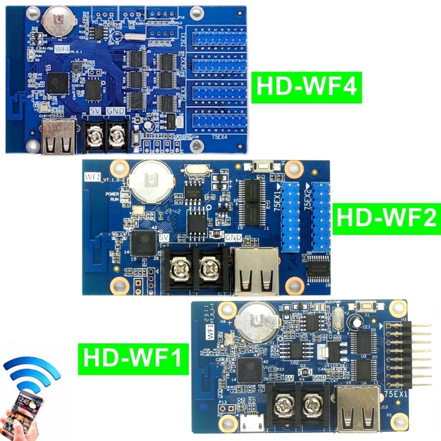 HD-WF1 HD-WF2 HD-WF4 Asynchronous USB + wifi Full Color Led Control Card With hub75 Port For P3 P4 P5 P10 RGB Lintel Display