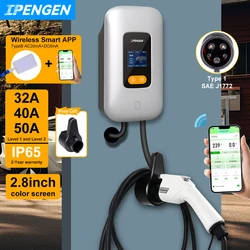 IPENGEN Type1 EV Charger Station 32A 40A 50A EVSE Wallbox APP Control 7.6KW 9.6KW 12KW Charging Station Electric Vehicle Car