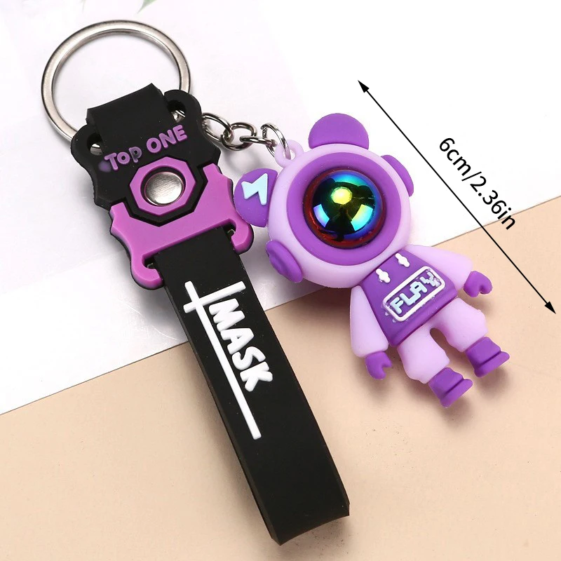 Cartoon Lightning Bear Keychain Astronaut Bear Doll Keyring Bag Pendant Key Chain Couple Car Keyholder Bag Jewelry Gift