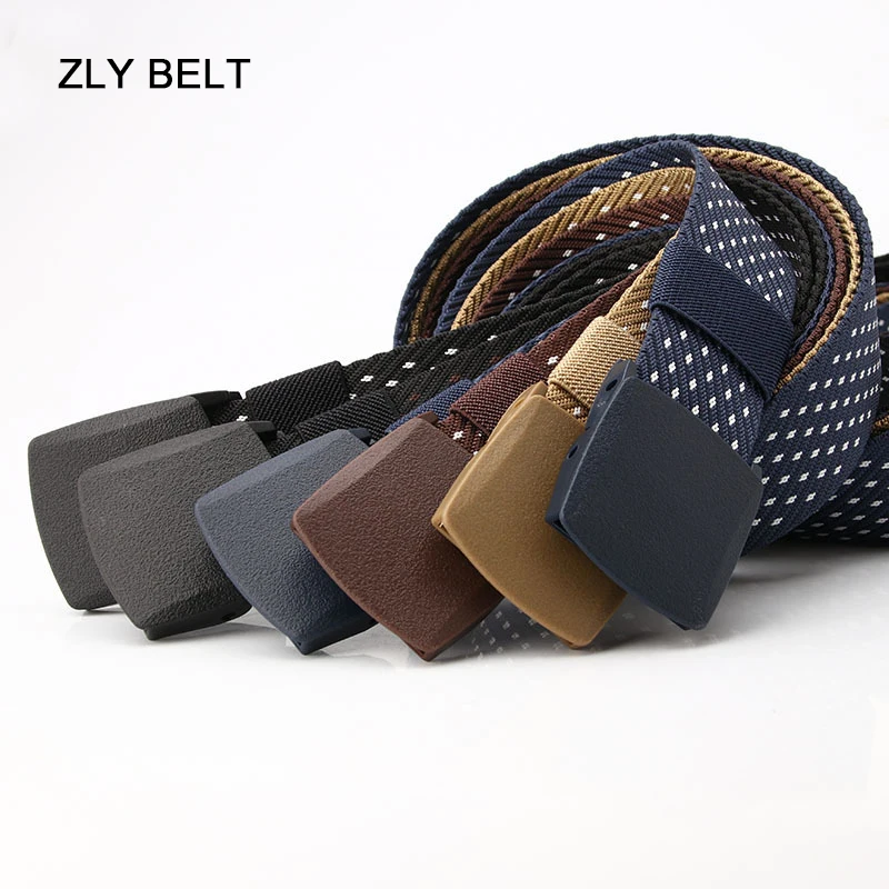 ZLY 2022 New Fashion Tacticle Belt Men Women Canvas Material Frosted Plastic Buckle Jeans Casual Style Pure Solid Unisex Belt