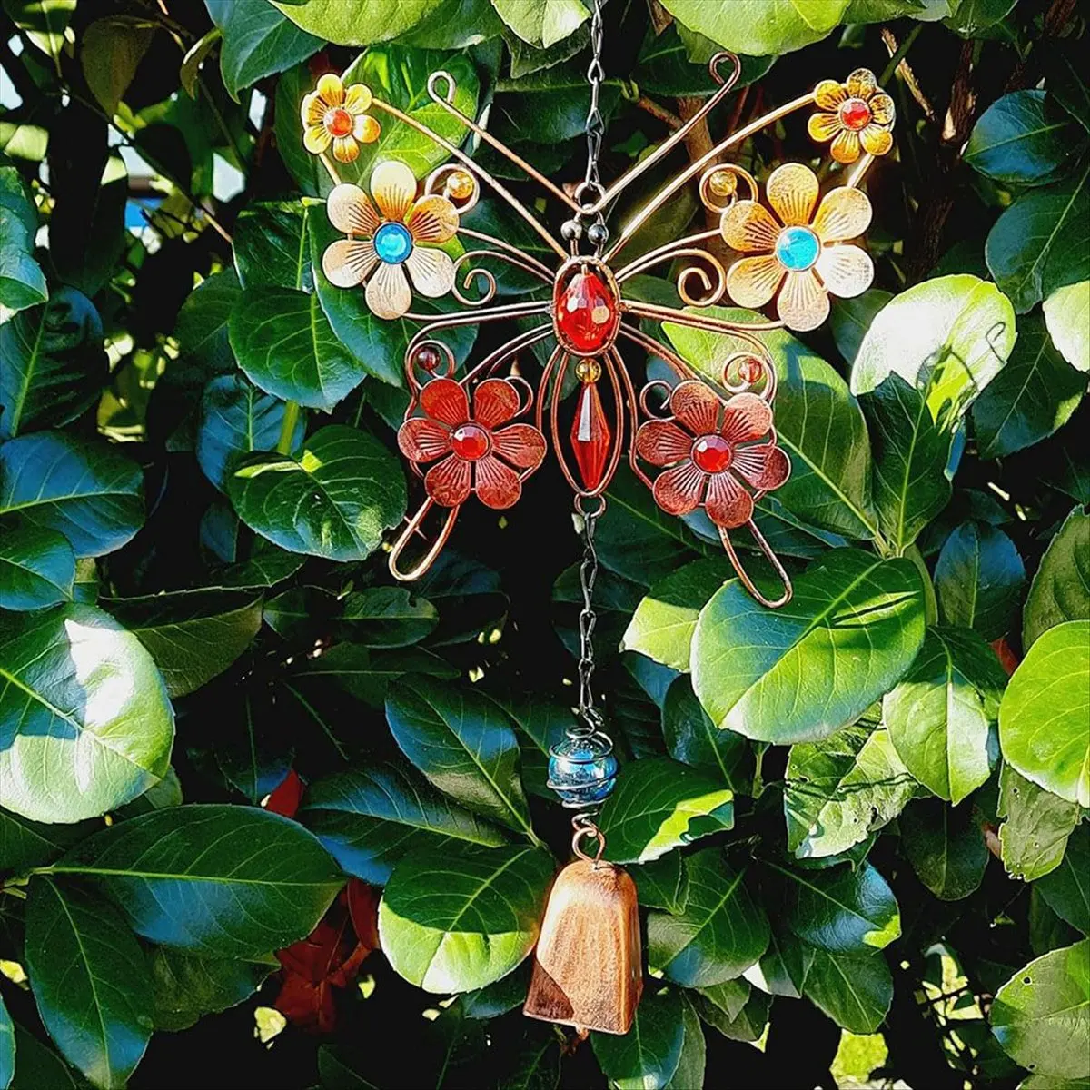 AB09 Butterfly Wind Chimes, Outdoor Indoor Decor, Metal Butterfly, Mobile Romantic Wind for Grandma Gifts, Mom Gifts, Home