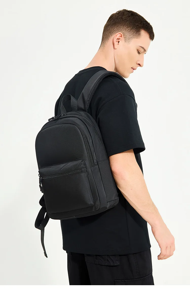 Men's Black Lightweight Commuter Small Waterproof Backpack Casual Sports Travel Student Mini School Bag