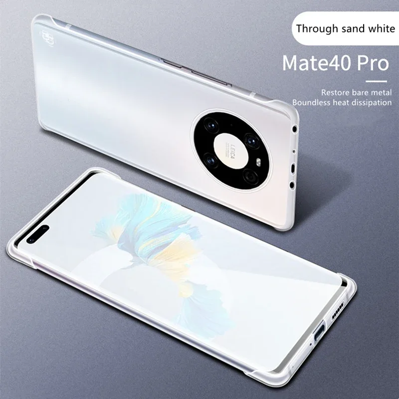 Totalmente transparente ultra fino borderless transparente caso protetor para huawei companheiro 20 30 40 pro telefone anti queda lnvisible capa