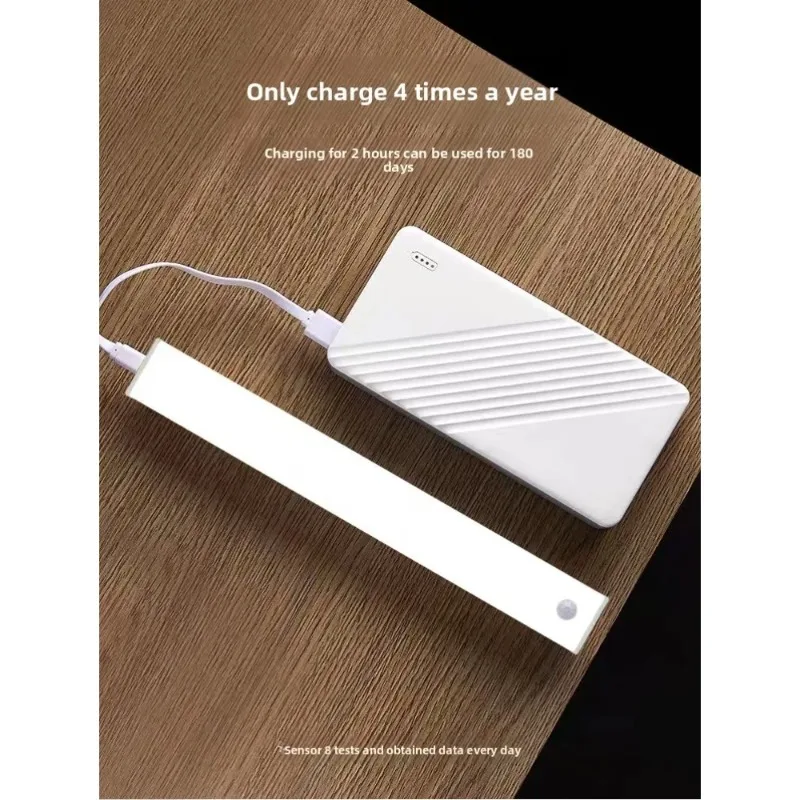 USB Rechargeable LED Cabinet Light with Motion Sensor - Portable Bar Night Light for Kitchen Bedside Wardrobe Closet Induction