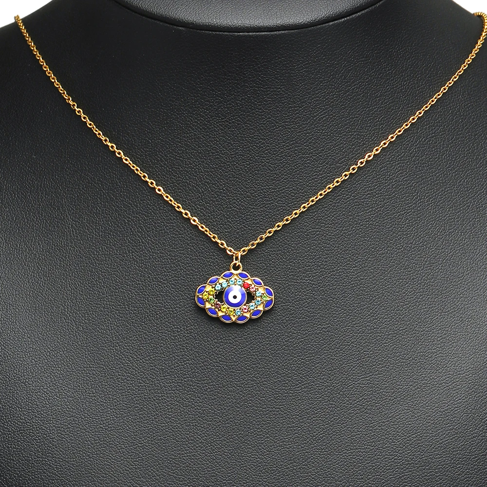 4Pcs Stainless Steel Classic Enamel Evil Eye Charms Gold Color Heart Pendants for DIY Necklace Bracelet Supplies Jewelry Making view 6