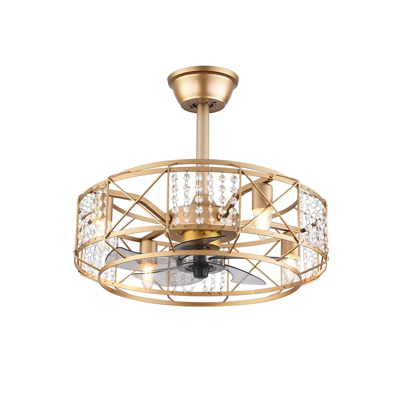House Villa Hotel Apartment 20 Inch Ceiling Fan New Nordic Style Black Gold Fan Lamp Silent High Wind Luxury
