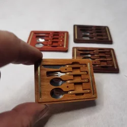 1/6 Doll House Model Furniture Accessories Solid Wood Metal Tableware Knife Fork Spoon Bjd Ob11 Gsc Blyth Soldier Lol Miniatures