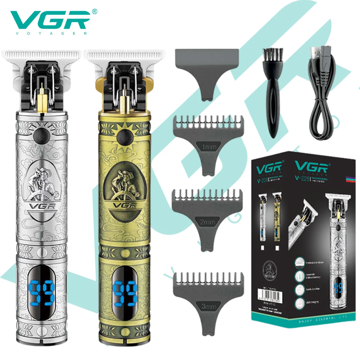 VGR 228 T-blade barber machines professional beard trimmer cordless hair clipper electric hair trimmer for men