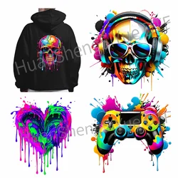 Painted Splash Map Heat Transfer Patch Ironing Sticker Clothes DTF Fashion T-shirt Hoodie DIY Jacket Patch Hot Paste Paper