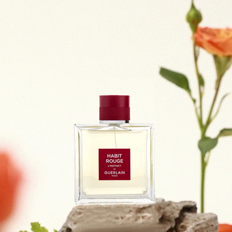 Guerlain Habit Rouge L'Instinct men Eau De Toilette بخاخ مكثف 100 مل ملاحظات عطر خشبية مع رائحة أصلية تدوم طويلاً