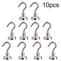 10PCS Powerful Magnetic Hook Heavy Magnet Hook Wall Mounted Hanger Hook Kitchen Refrigerator Wardrobe Household Storage Tools