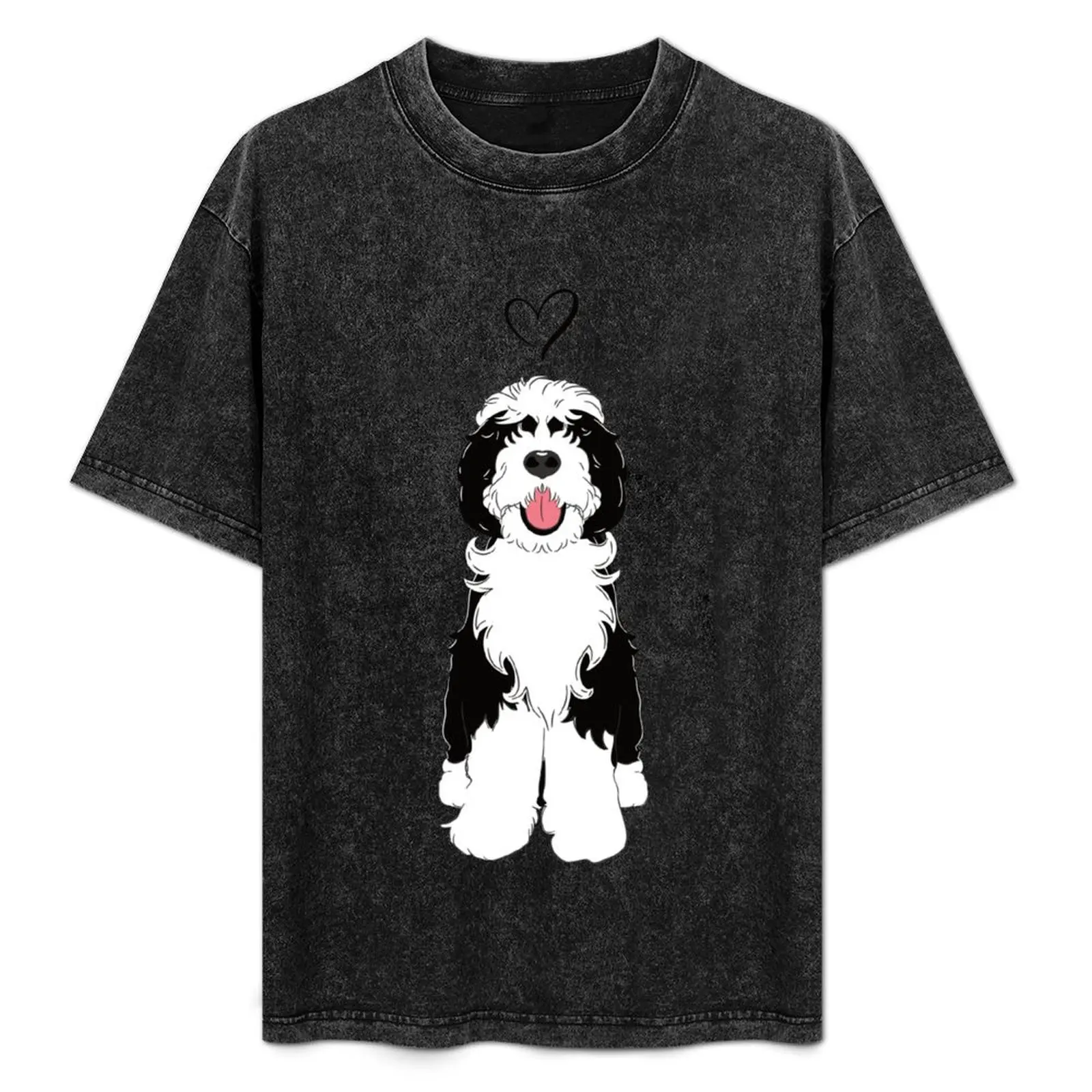 

LOVE Black and White Sheepadoodle 1 T-Shirt t shirt man cotton man t shirts for men T-Shirt
