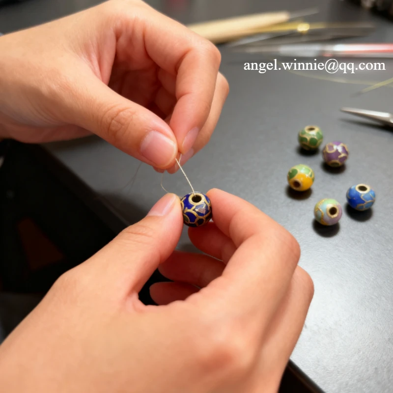 

5/10PCS High End Smooth Cloisonne 6mm Round Flower Beads, DIY Enamel Beaded, Jewelry Making Accessories , Chinese ICH Handcrafts