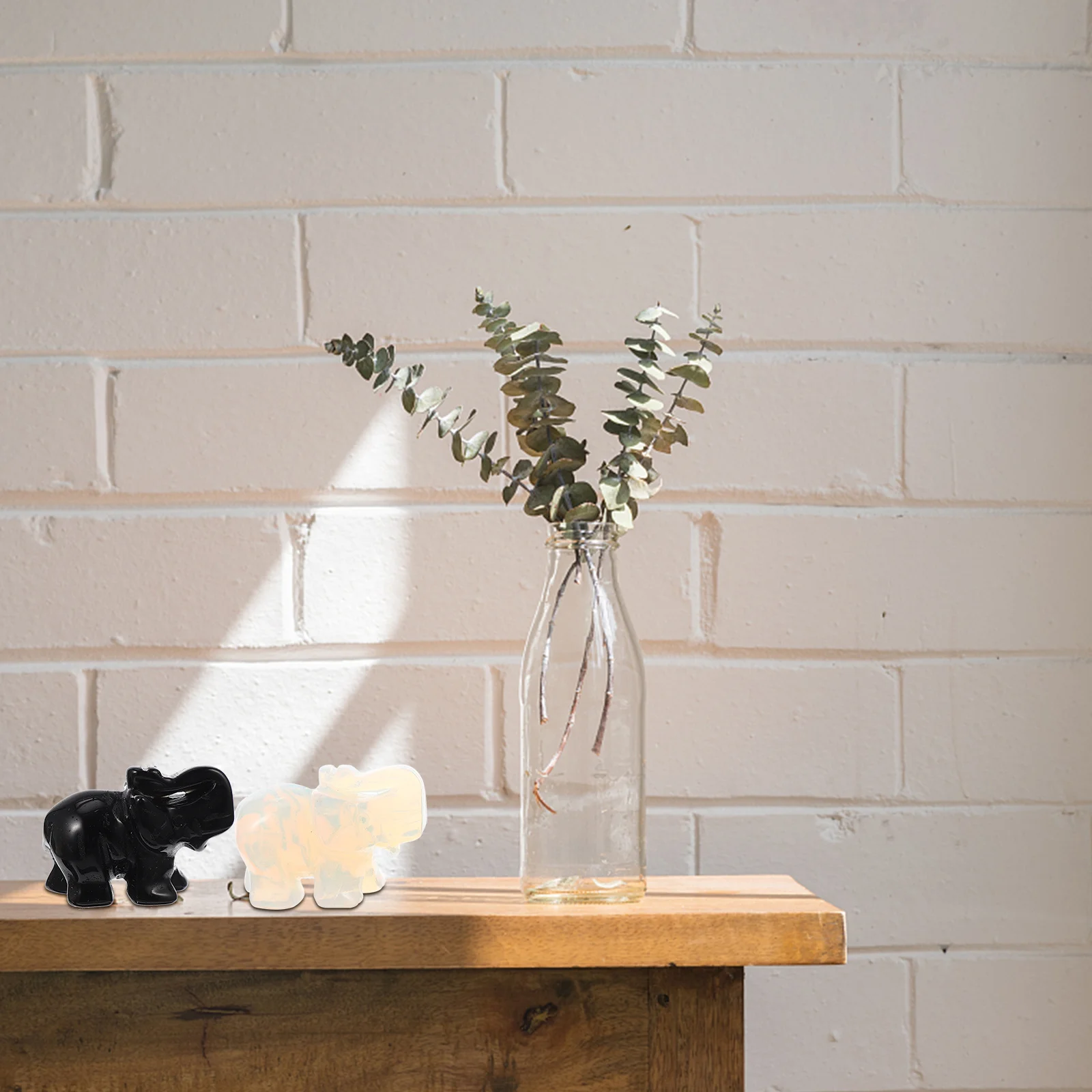 

2Pcs Aventurine Elephant Adornments Creative Desktop Decoration Small Art Ornaments Indoor Home Decor Table Accent