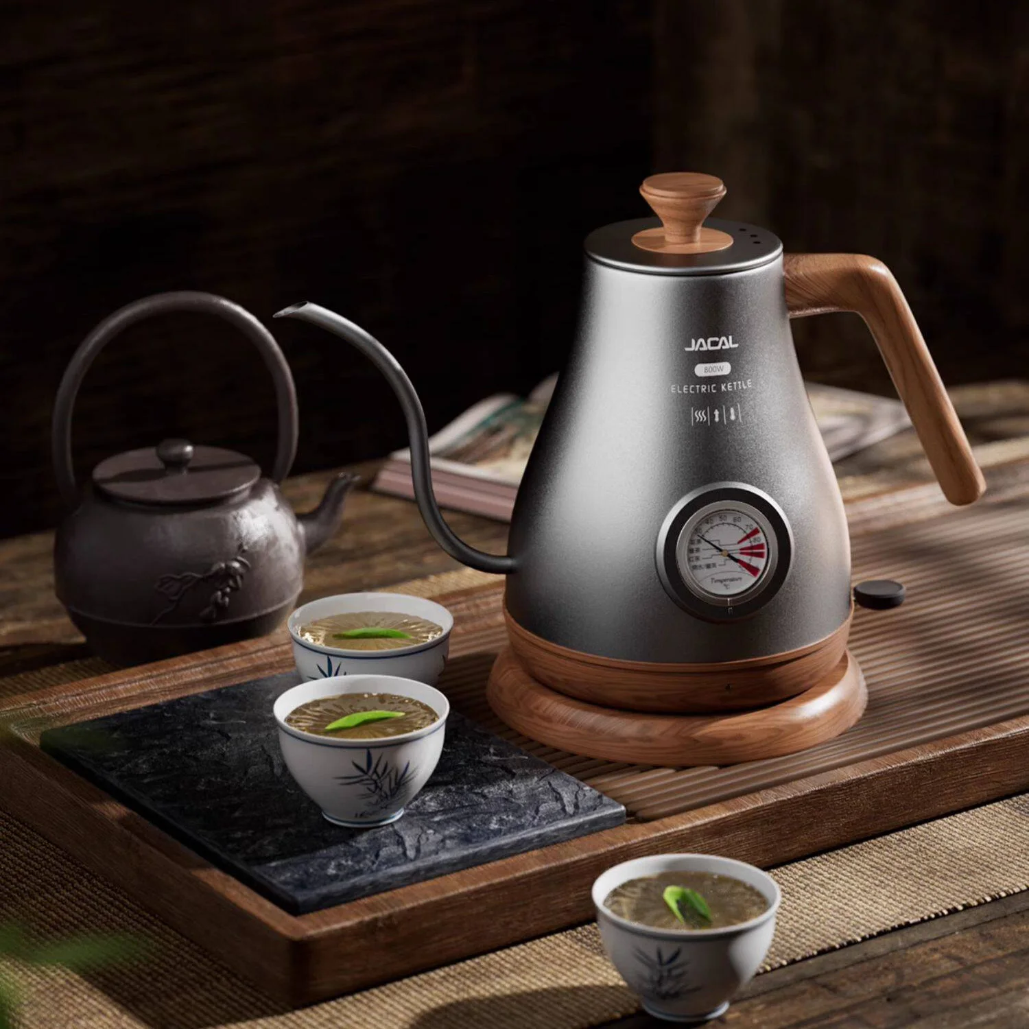 

800W Electric Kettle Long Spout Coffee Kettle Tea Pot Hand Brewing Coffee Pot Tea Maker with Temperature Controller 1L