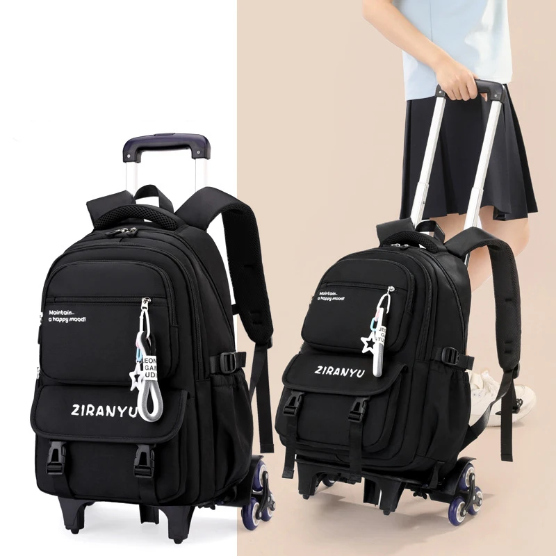 Children School Backpack Trolley Bag with Wheels Students Backpack for Girls Kids Book Bag Rolling School bag Wheeled Backpack