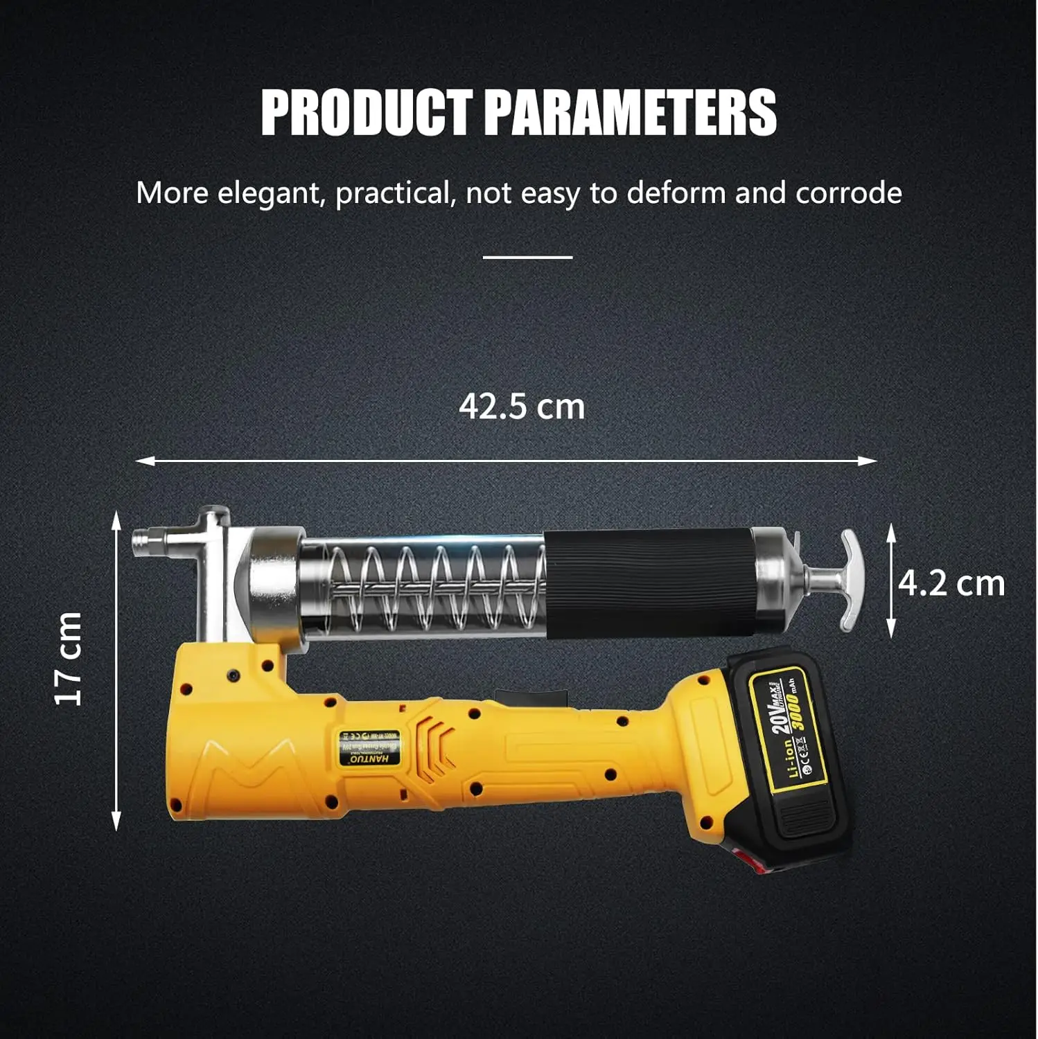 Electric Grease Gun Professional High Pressure 10000 PSI Cordless Grease Guns, Inclued 2 Batteries with Carrying Case