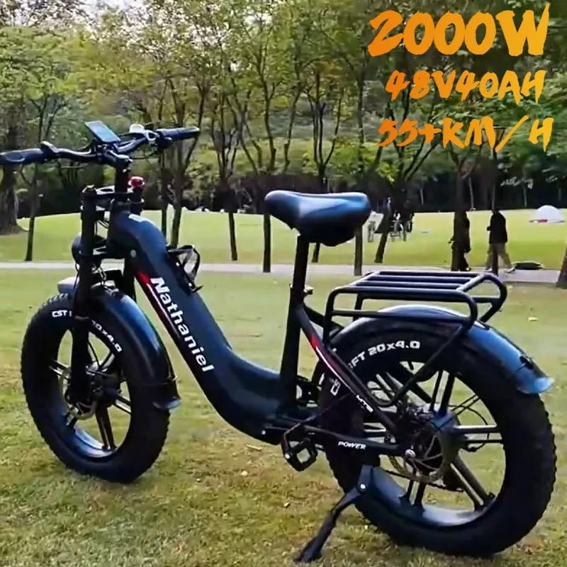 Nathaniel SYR08 Dual Motor 2000W Electric Bike 48V40AH Dual Battery Adult Off-Road Electric Bicycle 20 inch All-Terrain E-Bike image 3