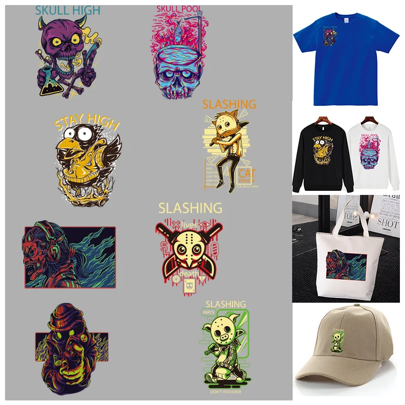 Creative warrior skull print Pattern,Heat-Adhesive Patches For Clothes,Suitable for Hoodies,T-shirts,pillows,canvas bag,etc.