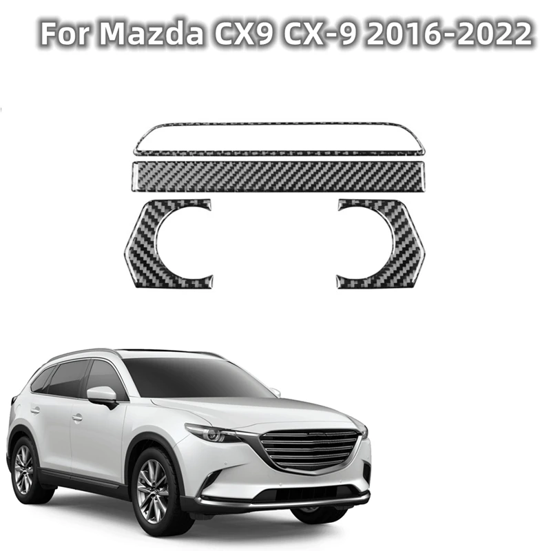 Real Carbon Fiber For Mazda CX9 CX-9 2016-2022 Center Console AC Knob Control Panel Cover Trim Interior Accessories