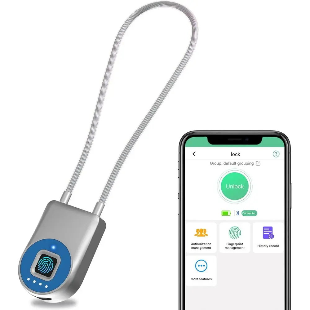 

Водонепроницаемый кабельный замок с отпечатком пальца, Bluetooth-управлением через приложение, для велосипедов, уличный, для путешествий - 38 см стальной тросовый замок для детей и взрослых, для холодильников