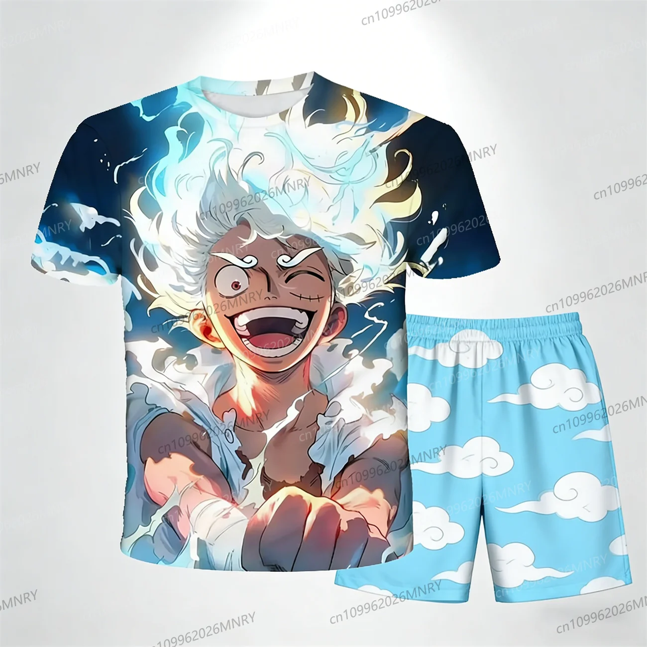 

Anime One Piece 2 piece set Cosplay Luffy Tracksuit Men's tracksuit two piece set clothing men Short-sleeved men's Set Loose