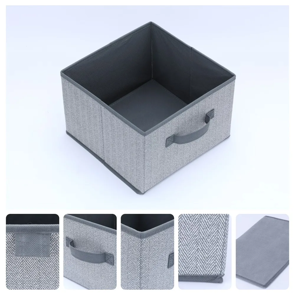 Collapsible Storage Cube Bin with Handles 1 Pack Grey Basket for Organizing Closet Shelf Shelves and Home