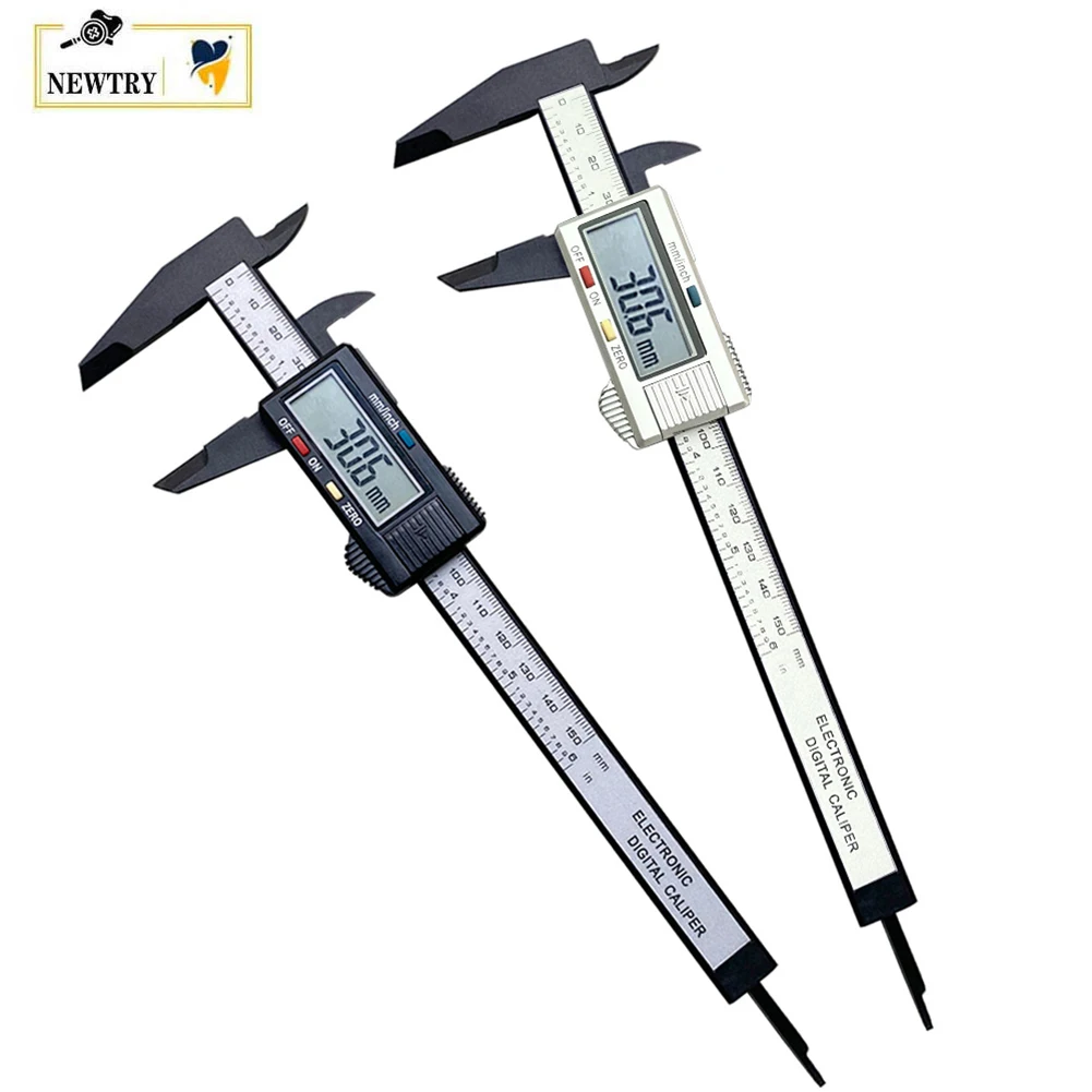 Electronic Digital Vernier Caliper 0-150mm Carbon Fiber Dental Lab Orthodontic LCD Measuring Gauge mm/inch With Button Battery