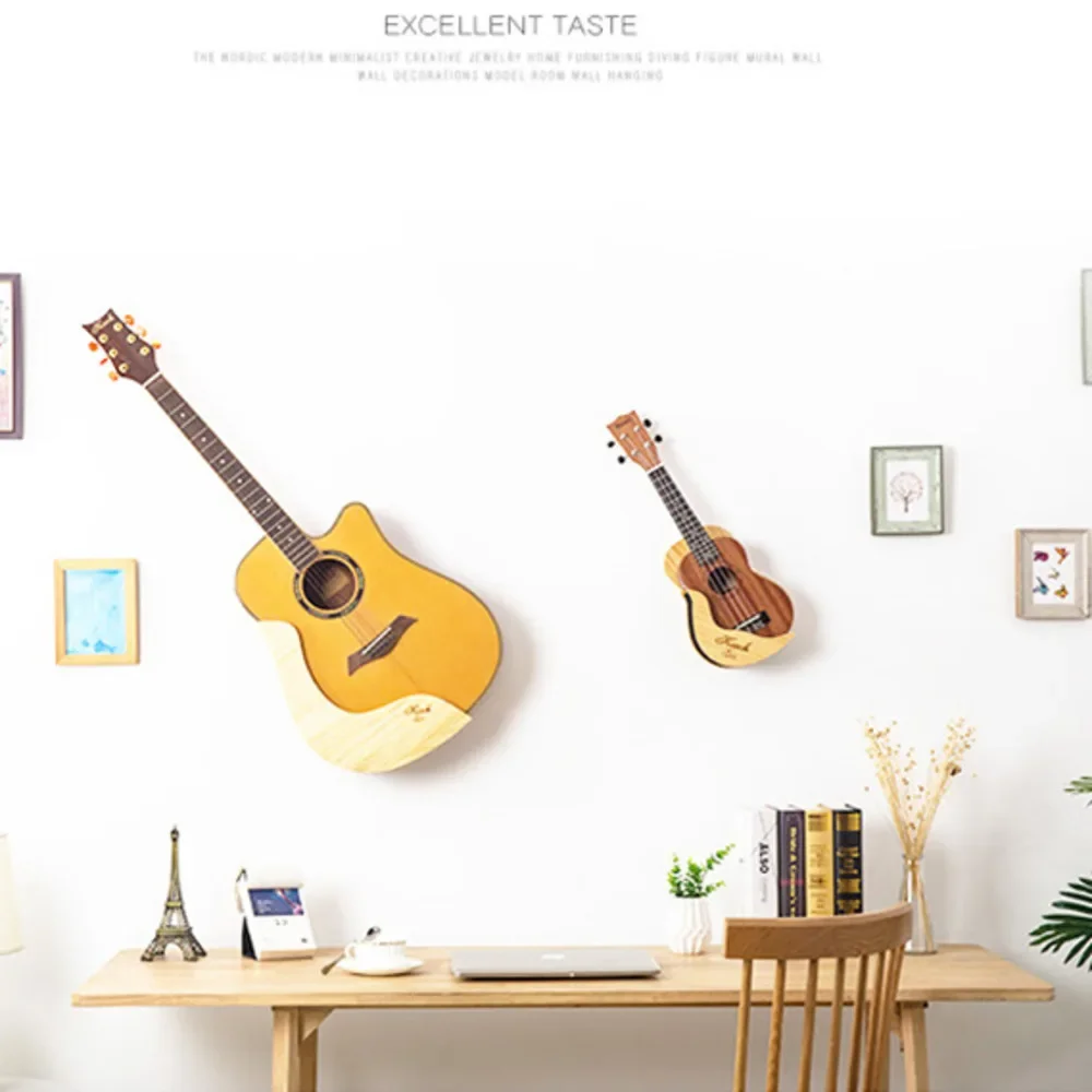 Wall Mount Violin Ukulele Hanger Storage Display Rack Bracket Solid Wood Shelf Guitar Holder