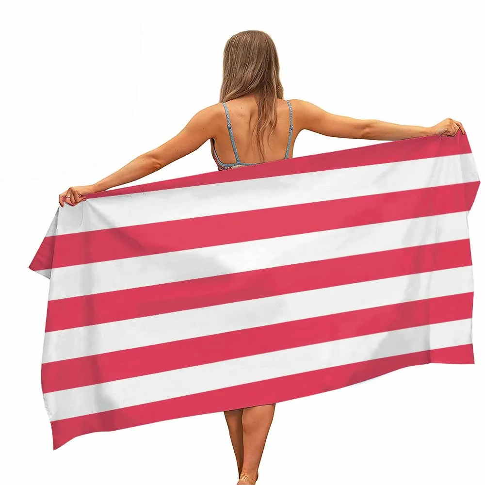 

Color Stripe Microfiber Beach Towel Portable Quick Fast Dry Sand Outdoor Travel Swim Blanket Thin Yoga Gym Home for Women Men