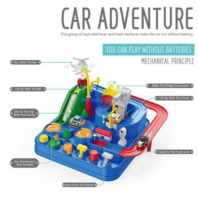 29EE Baby Kids Manual Train Track Puzzles Car Table Game Christmas Gifts for Child Education Toy