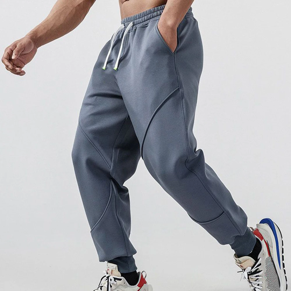 Solid Color Casual Pants Splicing Sweatpants Men's Invisible Open Crotch Outdoor Sex Running Pants Training Elastic Fitness Pant