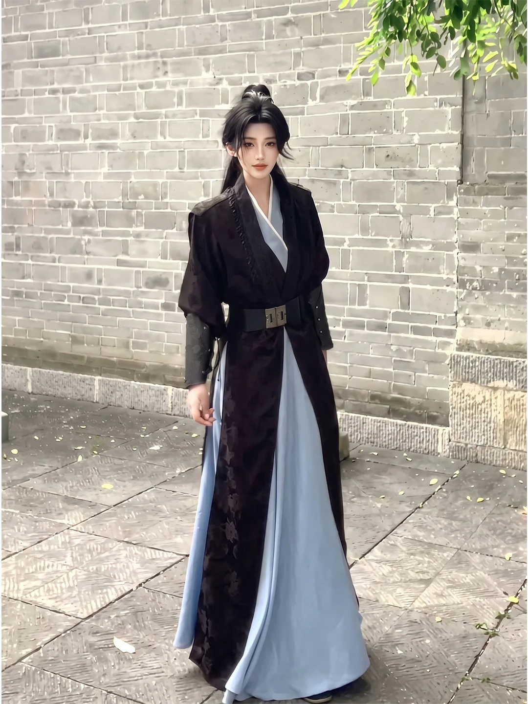 Men's Thickened Fleece Lined Large Sleeve Shirt Martial Arts Universal Style Hanfu Traditional Chinese Costume Handsome Winte...