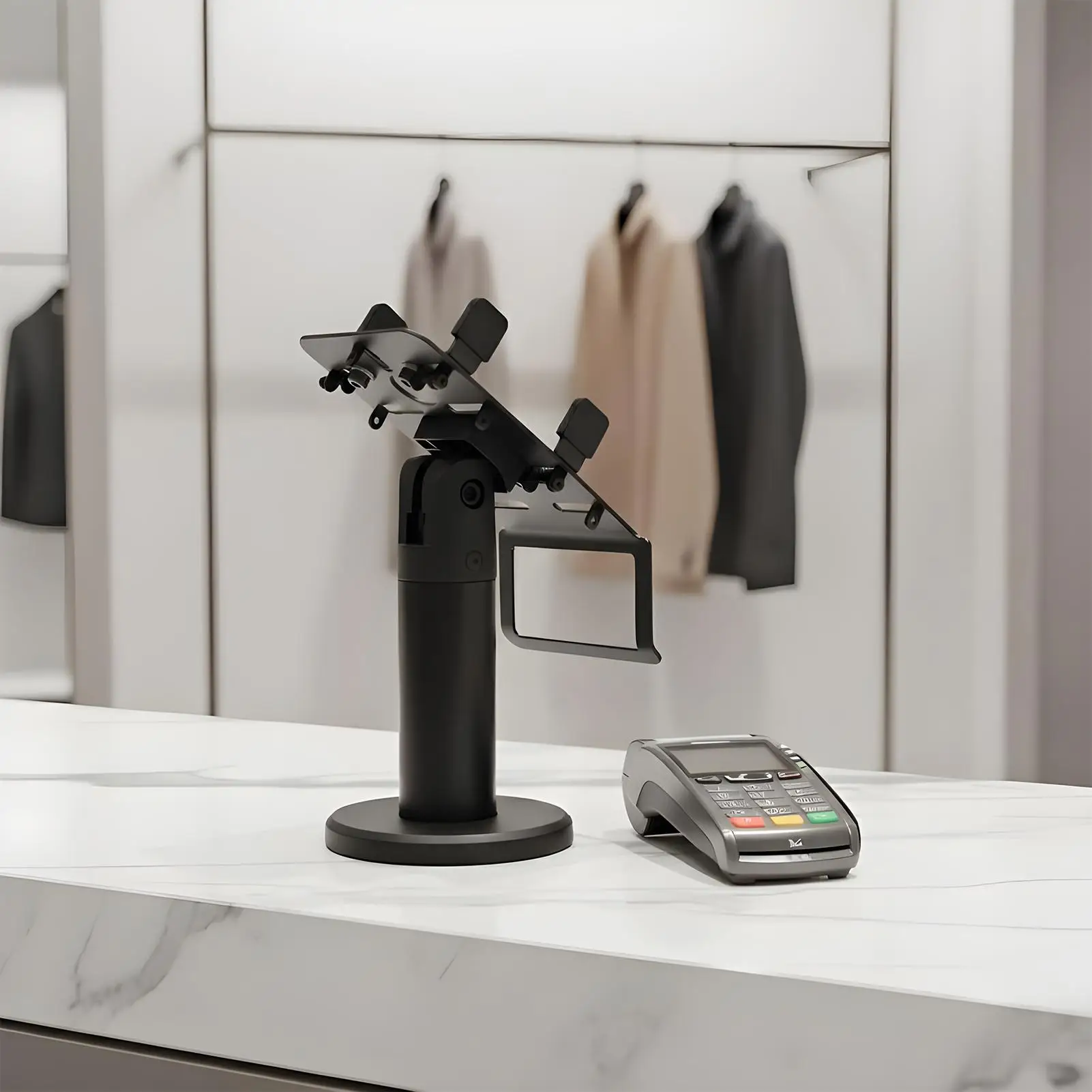 حامل POS يدور 360 درجة رف دعم مريح POS حامل عداد لقارئ بطاقات الائتمان محطة الدفع سوبر ماركت #4