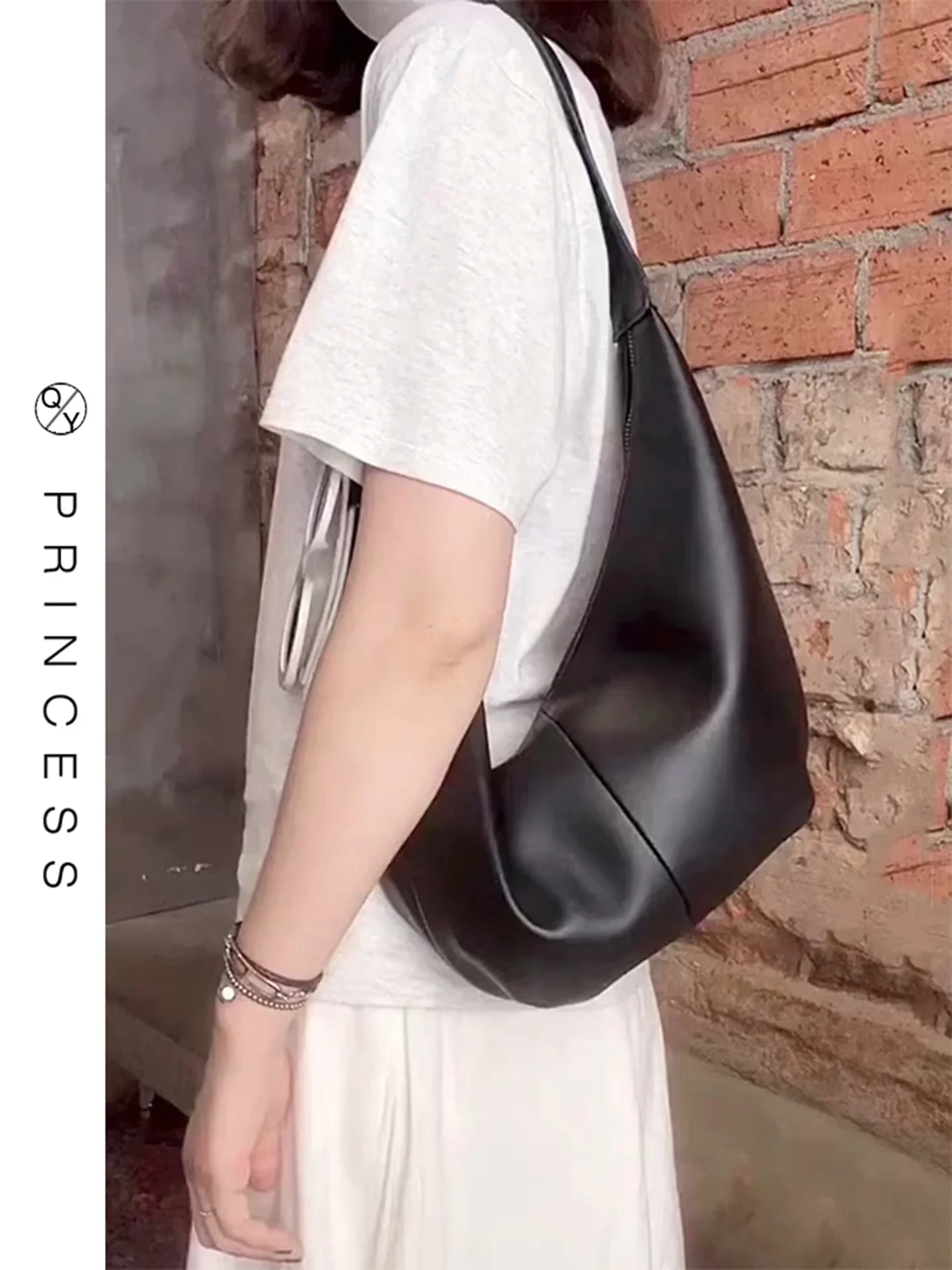 

Ele Bla Soft Leather Dumpling aped oulder Crossbody Bag for Women New 2025 Trendy mat High End Feeling Tote Bag