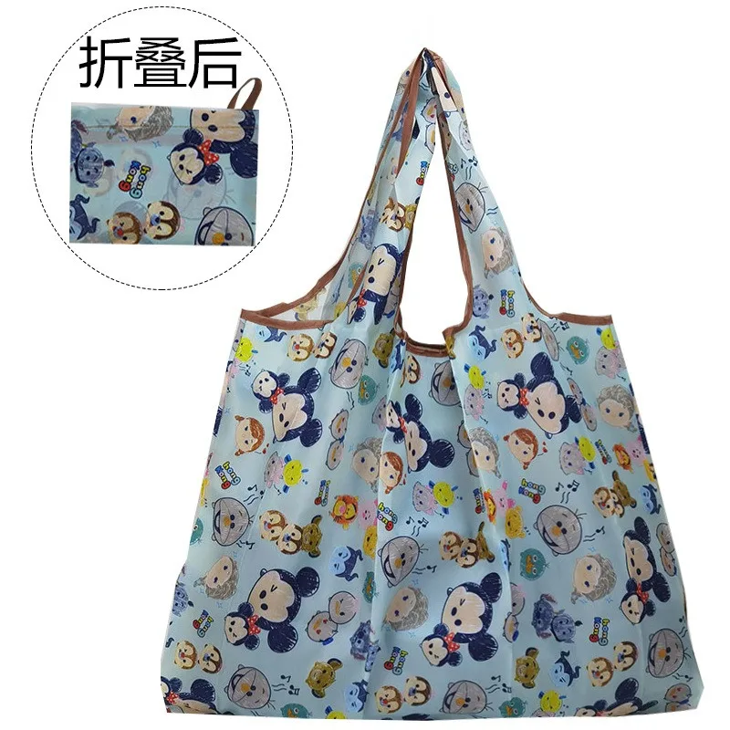 Disney Mickey Mouse Shopping Bag Cartoon Folding Environmental Head Tote Bag Oversized Capacity Portable Storage Bag Waterproof