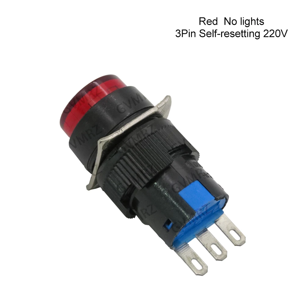 2PCS LA16 Push Button Switch, 16mm Panel Mount, SPST/DPST, Momentary/Self-Locking, 3A 250VAC, with/without LED for PCB