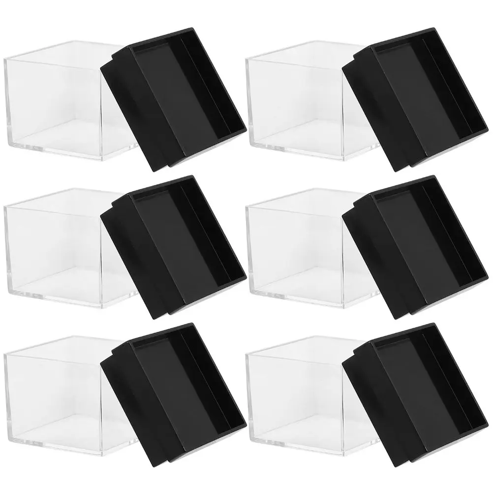 6Pcs Square Transparent Specimen Resistant Abrasion Resistant Clear Display Box for Mineral Specimens Collection