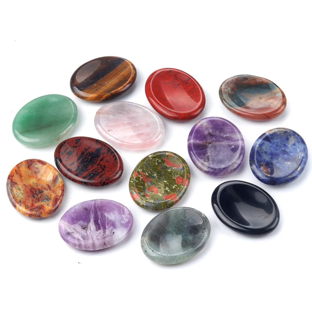 35x45mm Daumen-Worry-Stones, ovale Massage-Quarz-Heilkristalle, Chakra-Energie-Therapie, Meditation, spirituelle, natürliche Edelstein-Deko