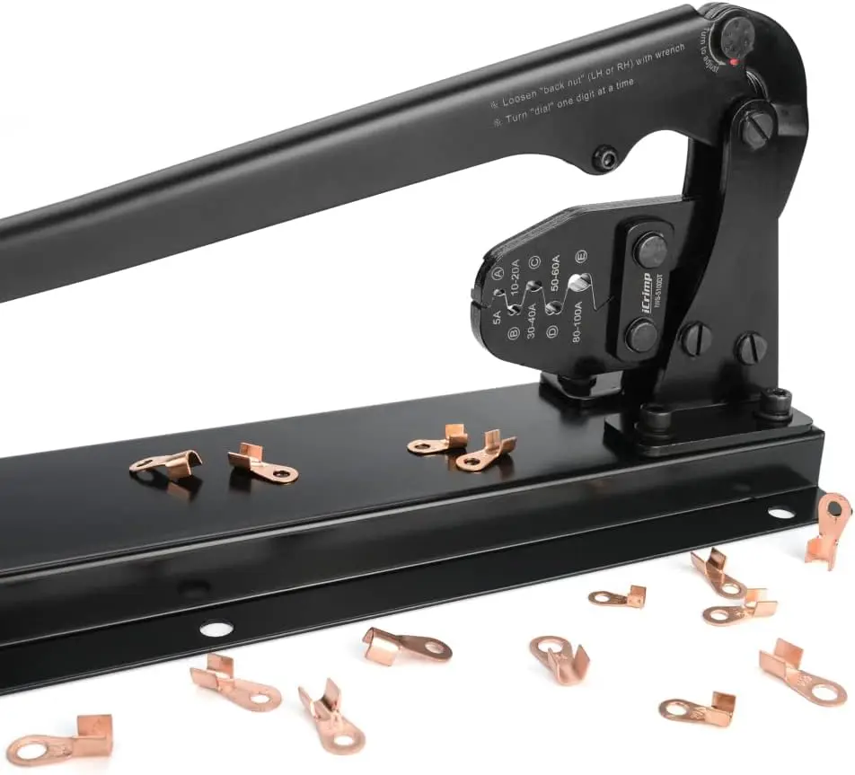 Ferramenta de crimpagem profissional para terminais de bateria e conectores de cano aberto, capacidade 5A-100A, tipo de mesa