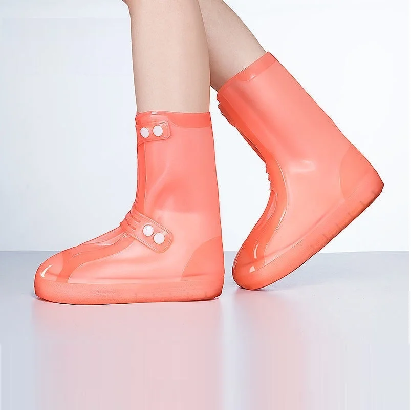 Non-slip Shoes Cover Parent-child Rain Waterproof Soft Portable Girls Boys High Rainboots Shoe Sole 24-32cm