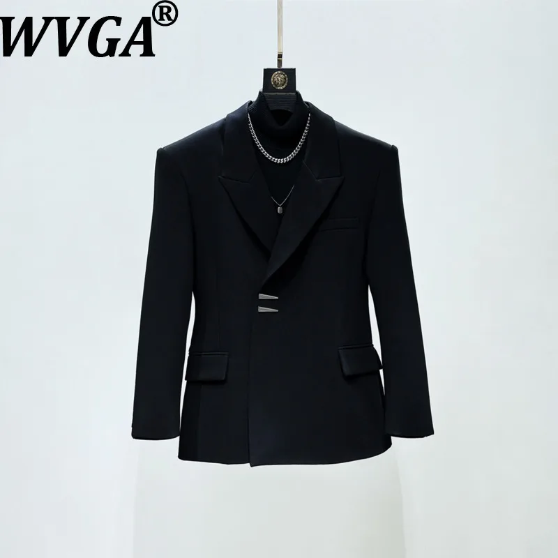 

WVGA Spring Autumn New Men Tide Waist-Cinching Long Sleeve Blazer Niche Chic Casual Trendy Padded Shoulder Suit Coats Ins W18946