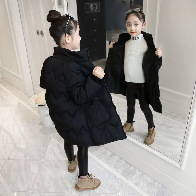 

Girls Kids Coat Jacket Overcoat Cotton 2022 In Stock Warm Plus Thicken Velvet Winter Sports Teenager School Children's Clothing