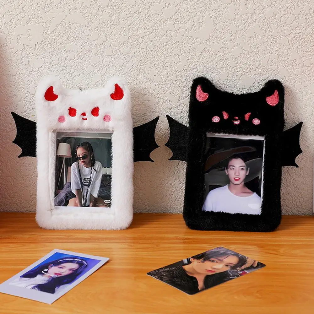 Plush Photocard Holder Cute Cartoon Little Devil Photocard Protector Picture Display Sleeves Kpop Photo Card Packaging Supplies