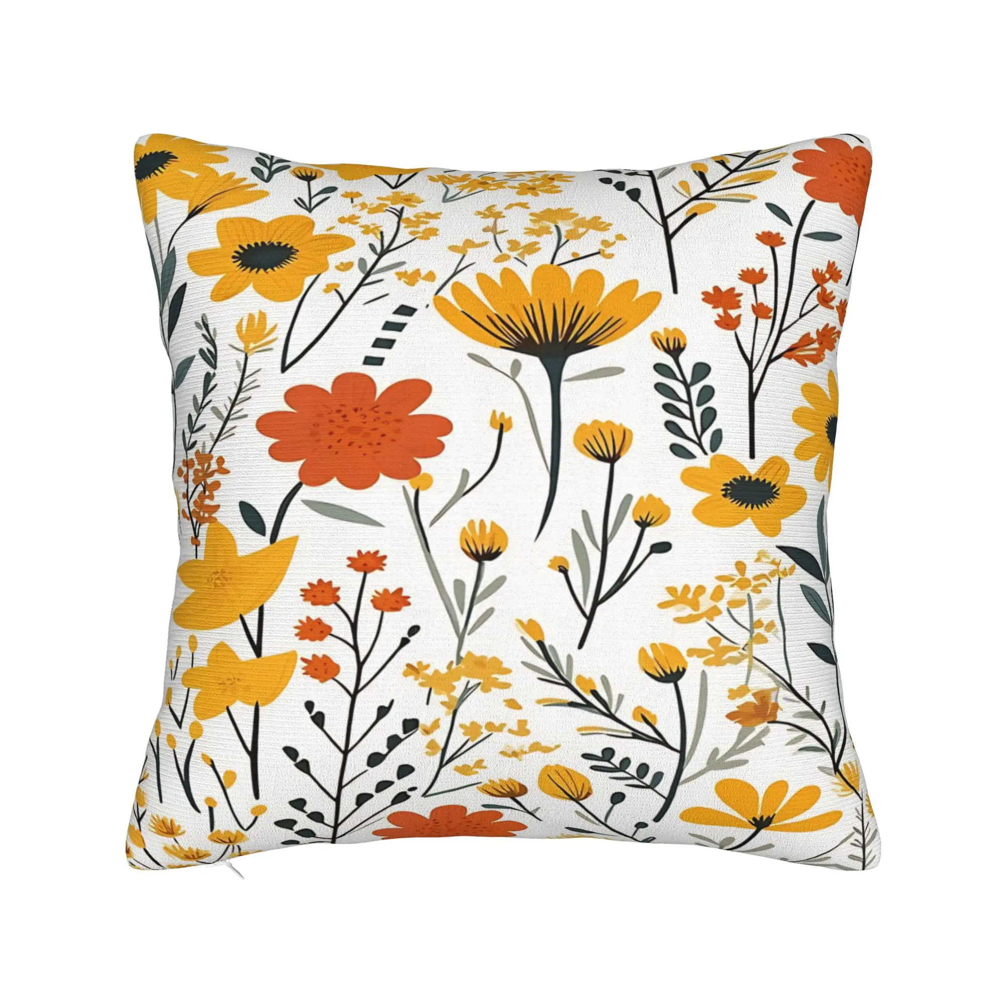 Pattern With Flowers In Yellow And Orange Colors Pillow Case  Soft Pillow Cover Fashion Pillowcases For Sofa Home Decor