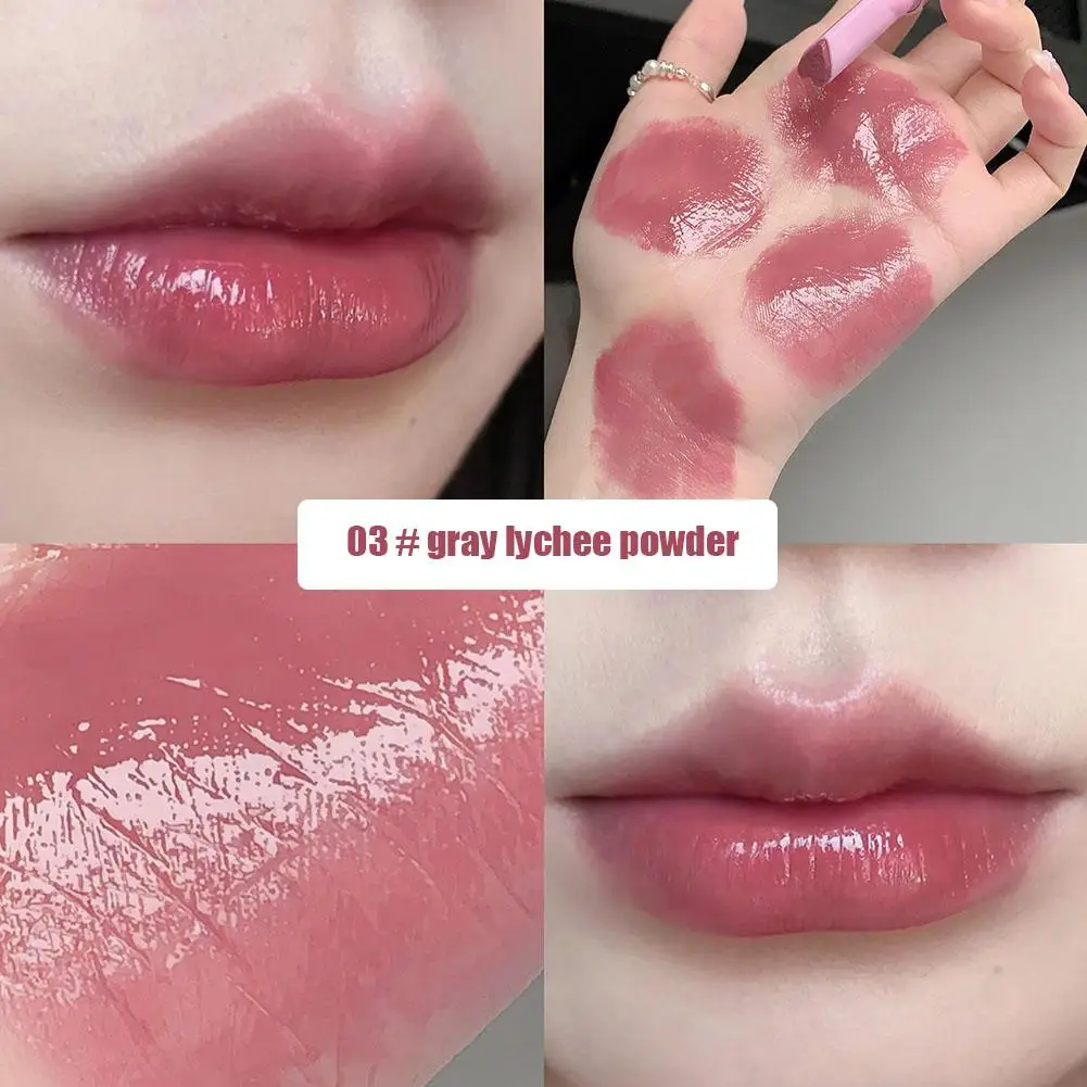 Lápiz labial de gelatina de cristal translúcido de 4 colores, brillo de labios sólido, espejo sedoso de duración, bálsamo labial hidratante de agua V3D3