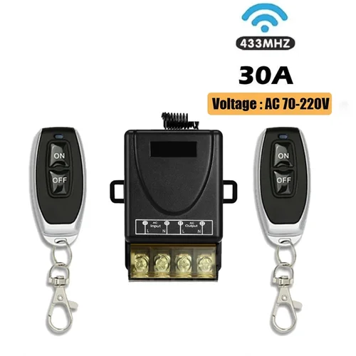 Imagen 1 del producto RF 433Mhz interruptor inteligente Control remoto inalámbrico AC 75-220V 30A relé de alta corriente para Motor de bomba de agua luz LED acceso a puerta