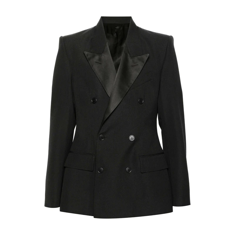 Abito da uomo d'affari di alta qualità Cappotto da uomo personalizzato in stile britannico stile gentiluomo nero doppio petto
