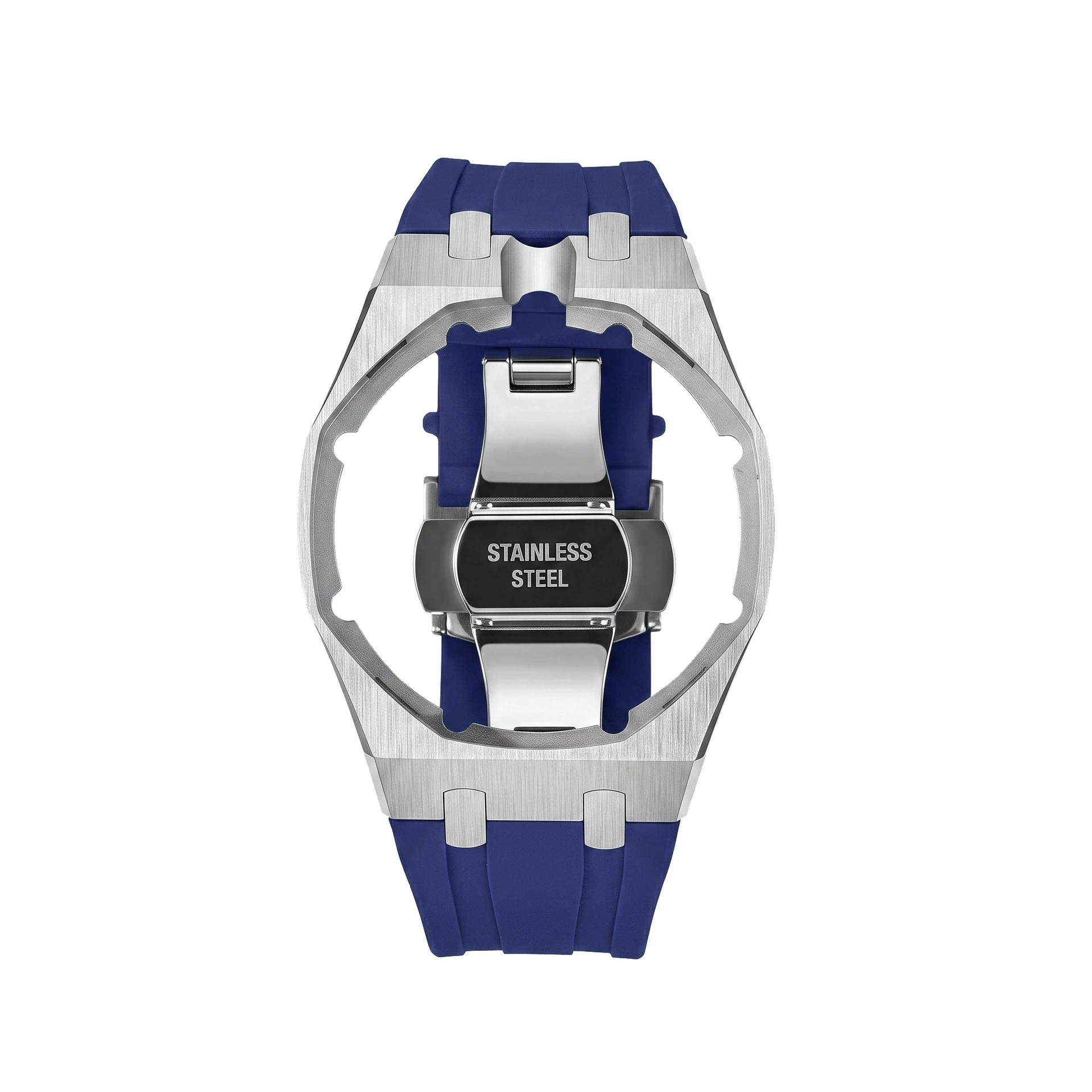 316L Edelstahlgehäuse mit FKM-Gummi-Uhrenarmband-Set für Swatch X AP Royal POP mit Faltschließe und Wechsel-Kit für 3/12 Uhr – Detail 8